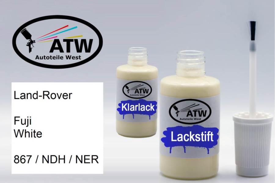 Land-Rover, Fuji White, 867 / NDH / NER: 20ml Lackstift + 20ml Klarlack - Set, von ATW Autoteile West.